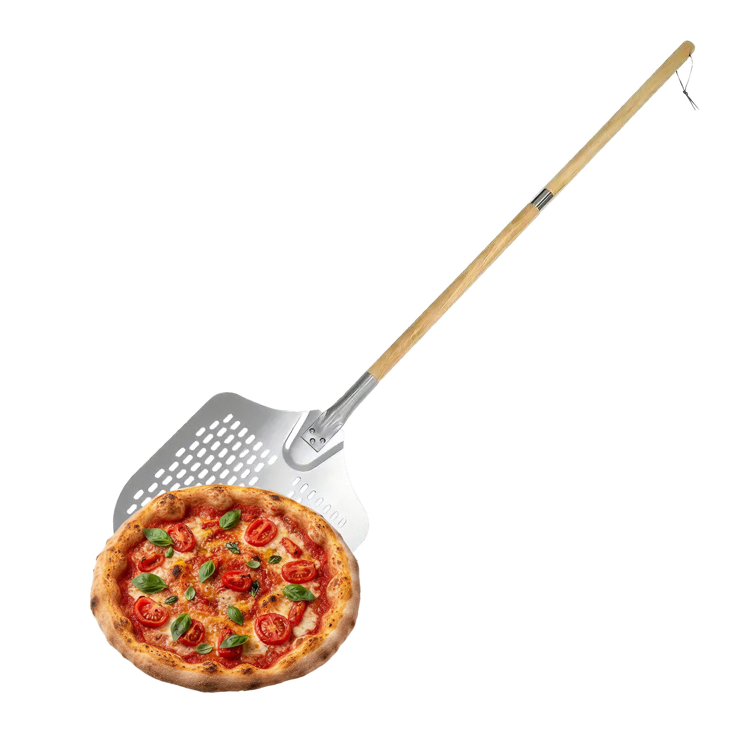 relaxdays Pizzaschieber Perforierter Pizzaschieber mit Holzgriff