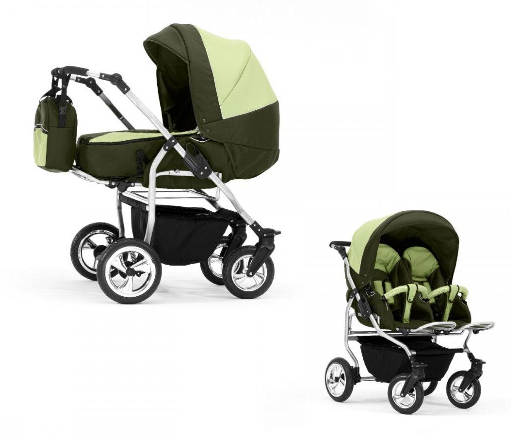 Zwillings-Kombikinderwagen Duo 38 2 - 1 Farben in in Olive-Grün 11 - Zwillingskinderwagen Teile Elcar