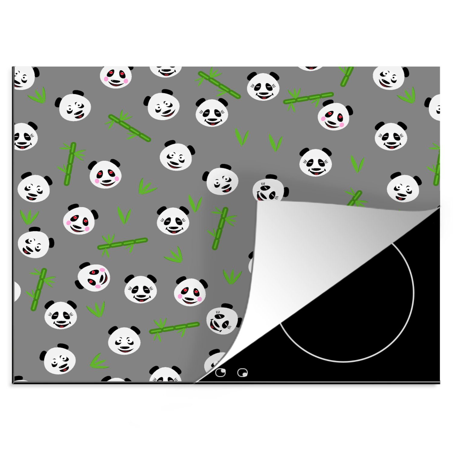 MuchoWow Herdblende-/Abdeckplatte Panda - Bambus - Entwurf, Vinyl, (1 tlg), 60x52 cm, Mobile Arbeitsfläche nutzbar, Ceranfeldabdeckung