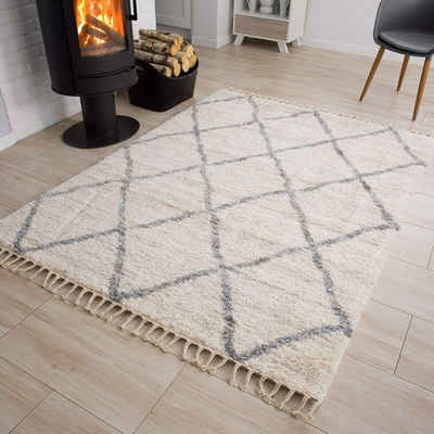 Hochflor-Teppich VERSAY FRINGES, Tapiso, rechteckig, Höhe: 30 mm, Wohnzimmer, Schlafzimmer, Hochflor