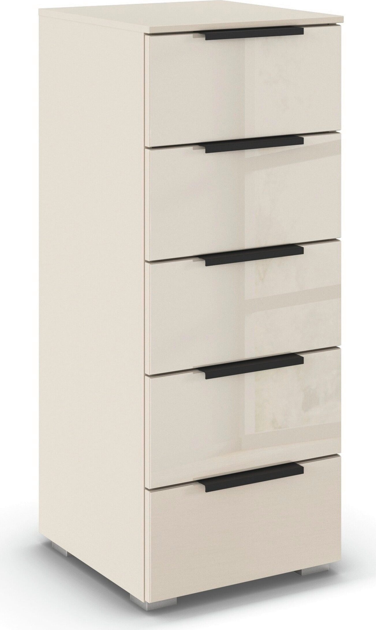 rauch Schubkastenkommode Highboard Sideboard Kommode MONTCLAR Frontauswahl Dekor/Hochglanz/Glas (in 2 Breiten: 40 oder 80 cm / Höhe 100 cm, inkl. Soft-Close-Funktion), mit 5 geräumigen Schubladen, viele Griffvarianten MADE IN GERMANY