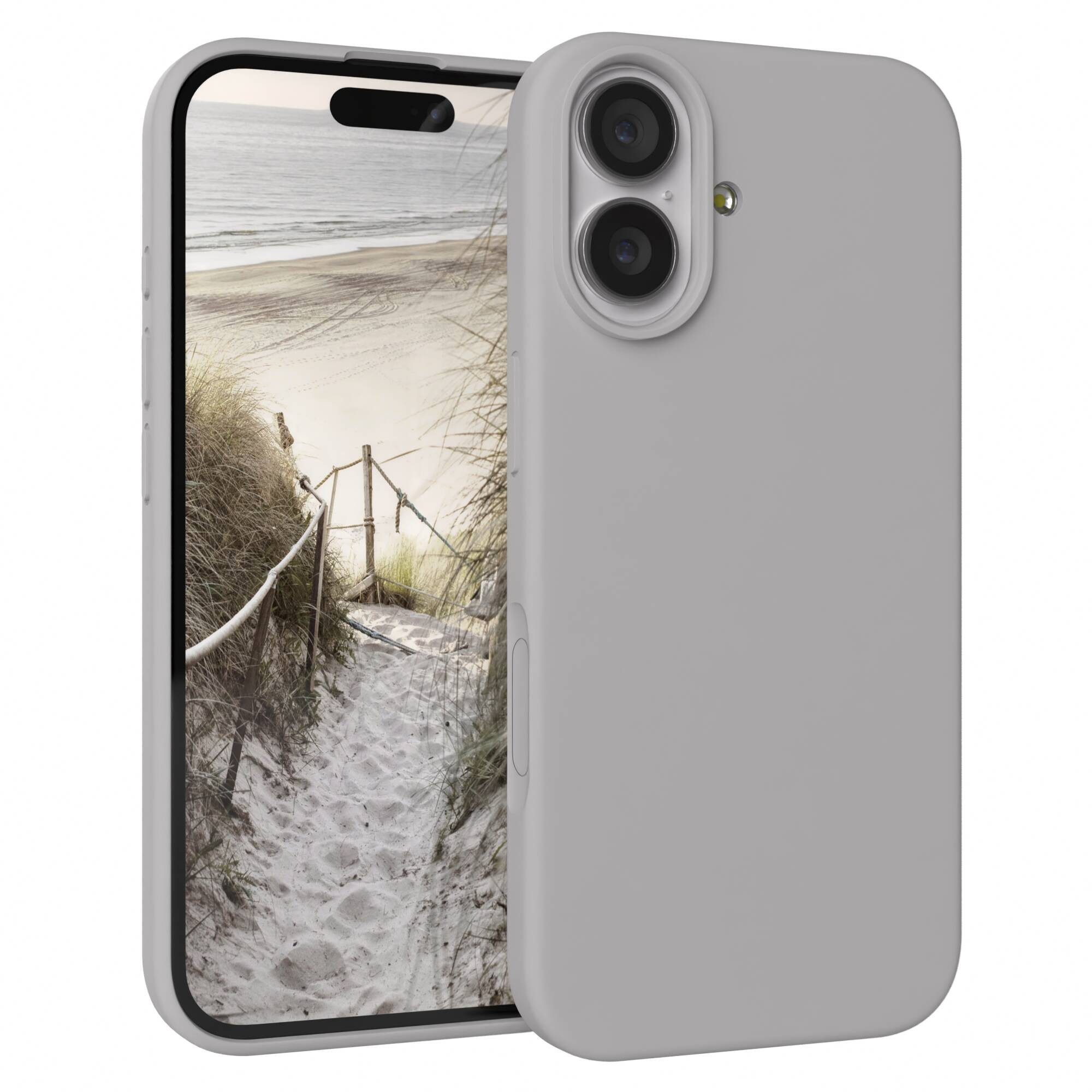EAZY CASE Handyhülle für Apple iPhone 17 Hülle Silikon 6,3 Zoll, Handy Softcase Hülle Silikon mit Displayschutz Case Hellgrau