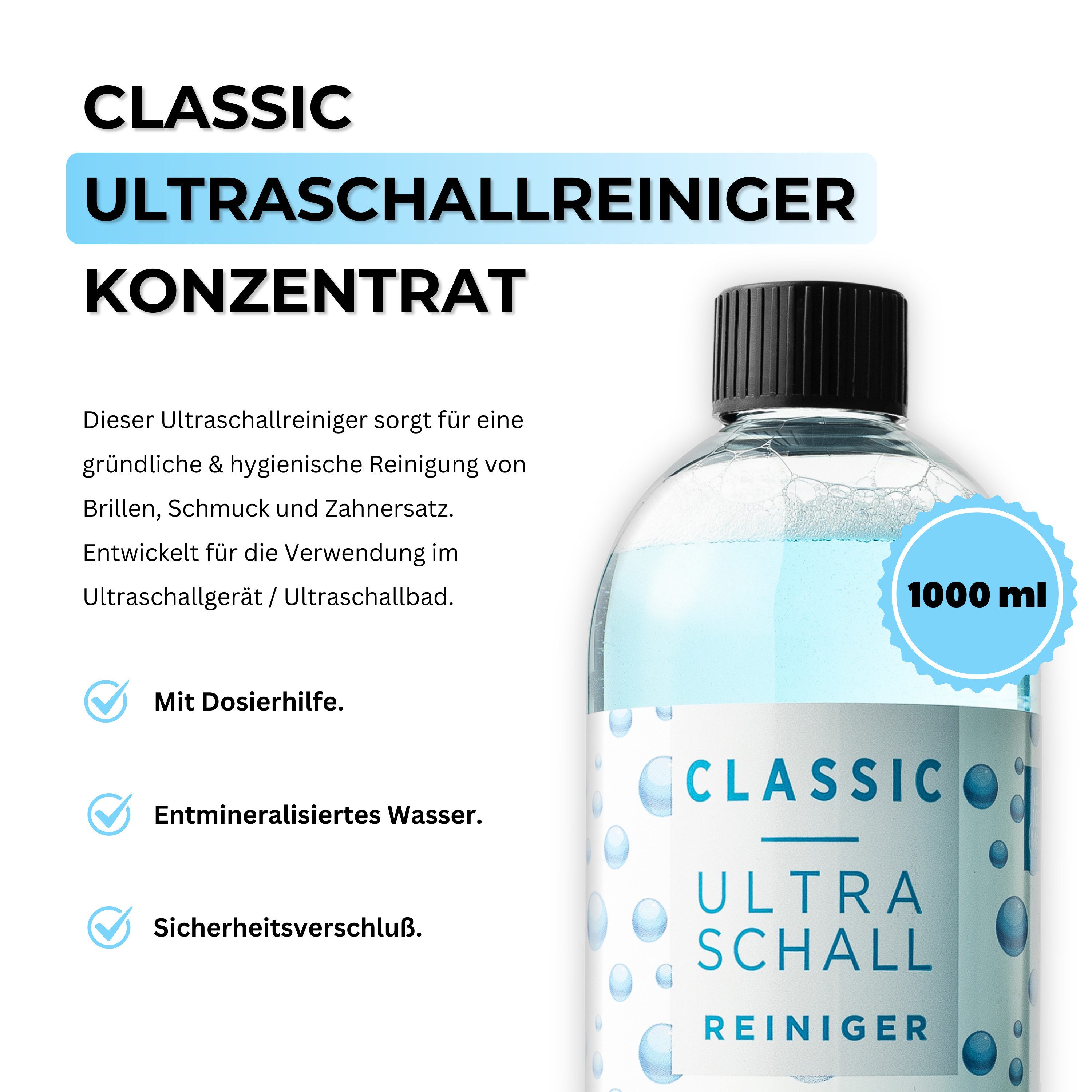 EyeAm Ultraschallreiniger, Konzentrat für Ultraschallgerät, Reinigung von Brillen & Zahnersatz
