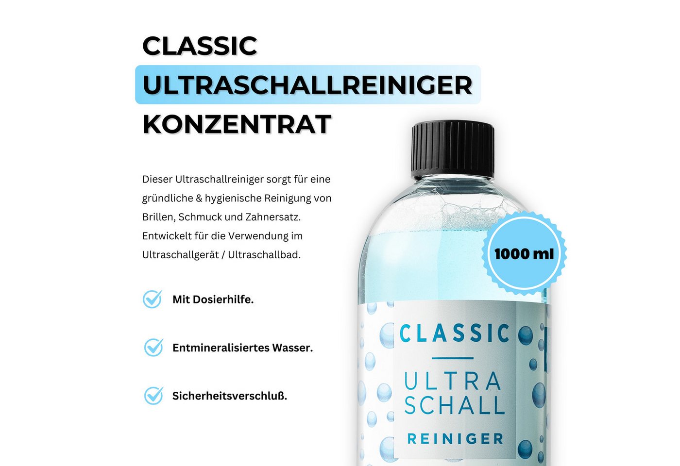 Thumbnail - EyeAm Ultraschallreiniger, Konzentrat für Ultraschallgerät, Reinigung von Brillen & Zahnersatz
