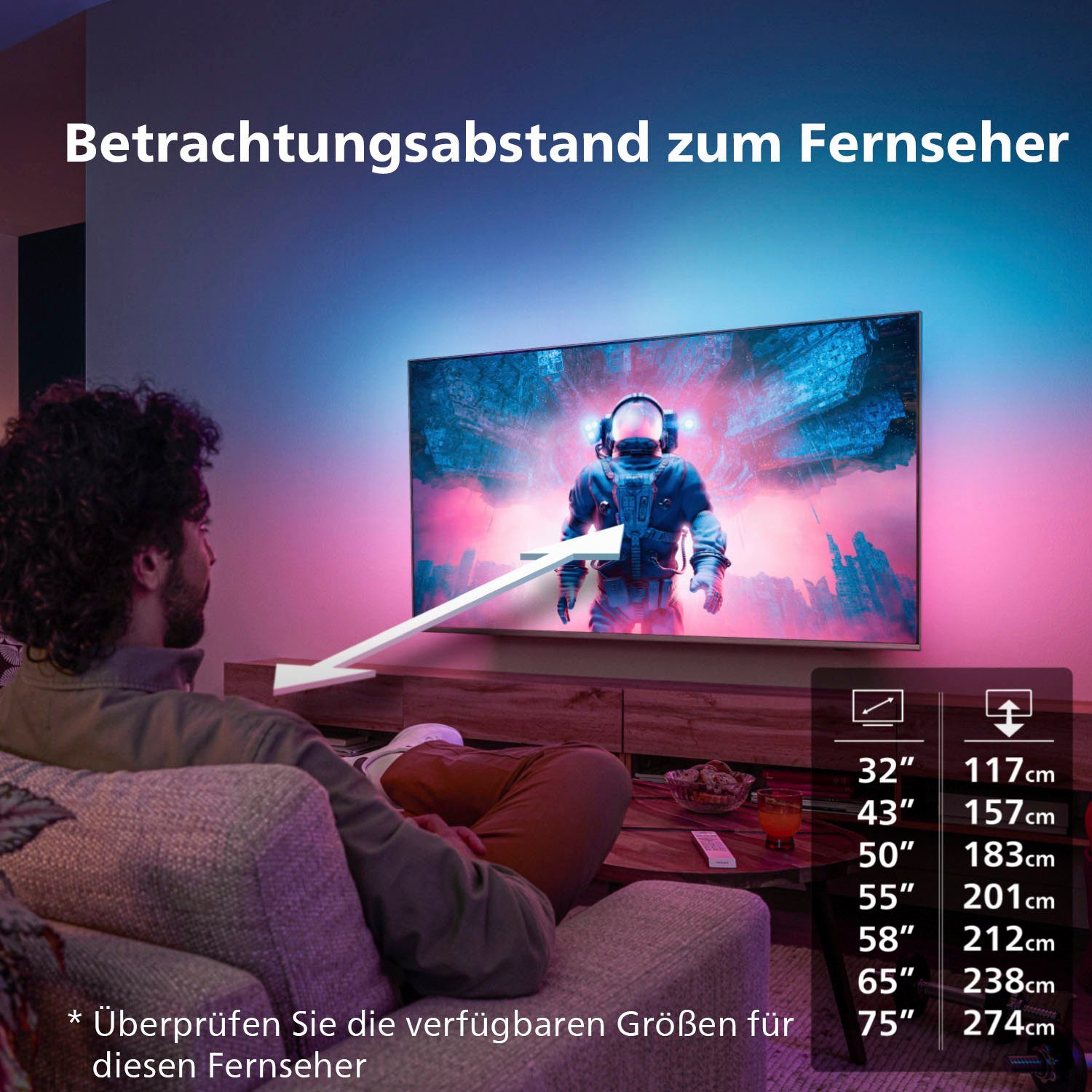Philips 50PUS8548/12 LED-Fernseher (126 cm/50 TV, Ambilight) HD, TV, Zoll, Google Android 4K 3-seitiges Smart-TV, Ultra
