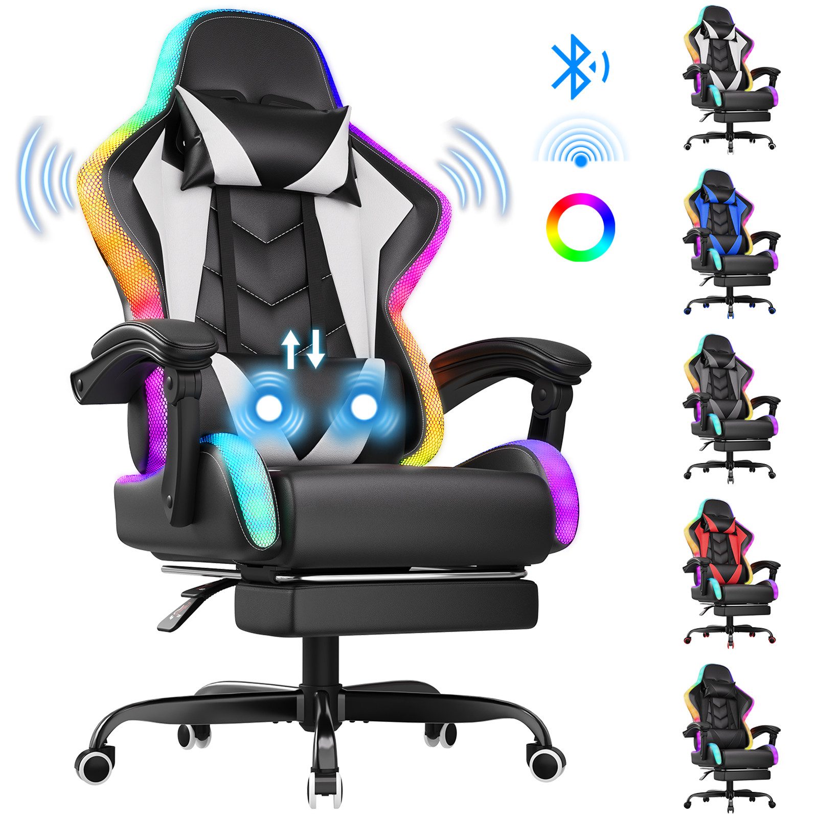 HOMALL Gaming-Stuhl Gaming Chair,Massage,Bürostuhl,Gaming Stuhl (Die LED-Be günstig online kaufen