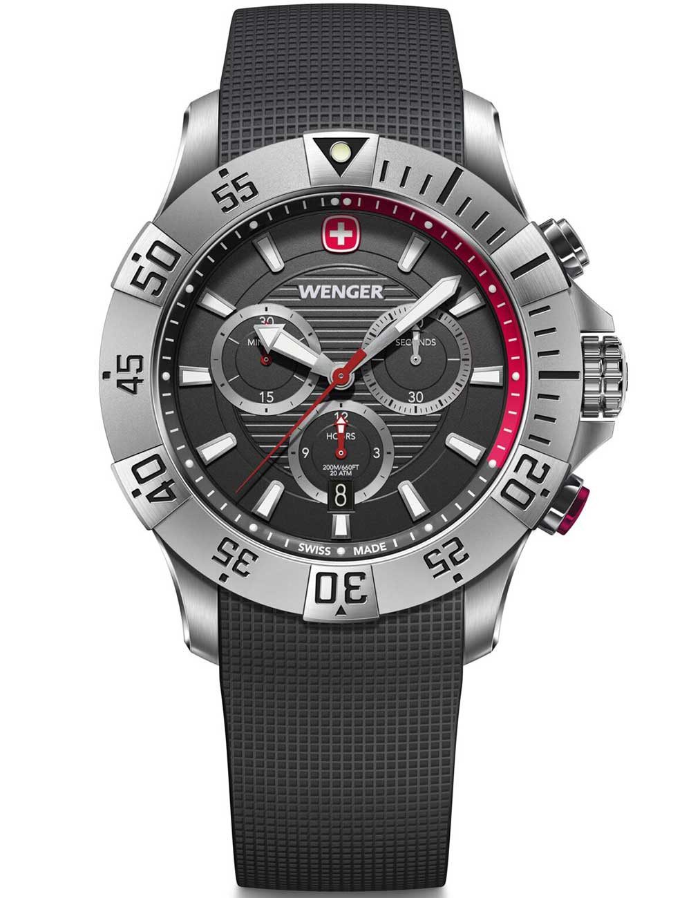 Quarzuhr Wenger 01.0643.122 Herrenuhr Seaforce Chronograph 43mm 20ATM Wenger 01.0643.122 Herrenuhr Seaforce Chronograph 43mm 20ATM