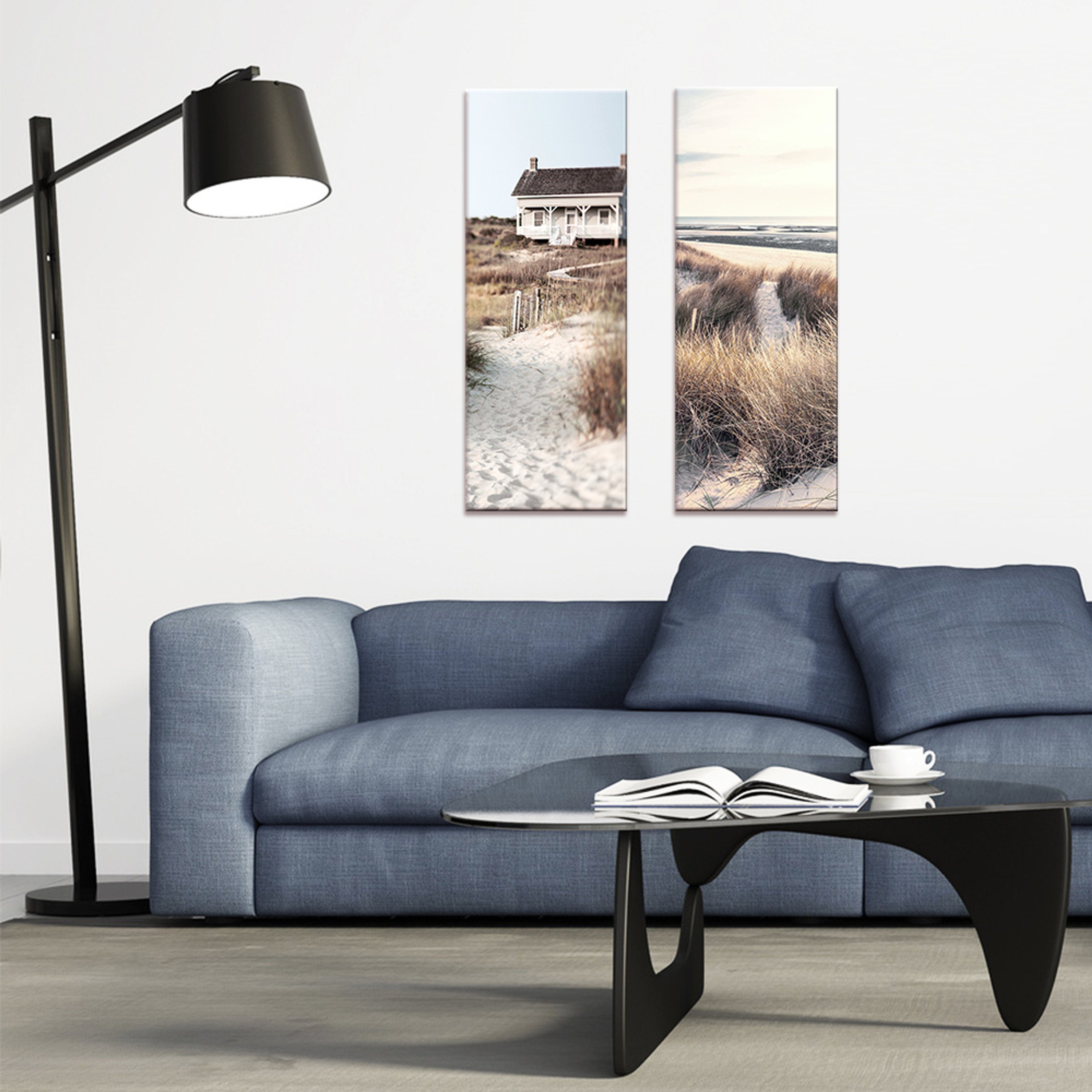 Düne, zum Landschaft: aus II Meer artissimo Glasbild Landschaft Glasbild / 30x80cm Bild Weg Strand Glas Strand Meer