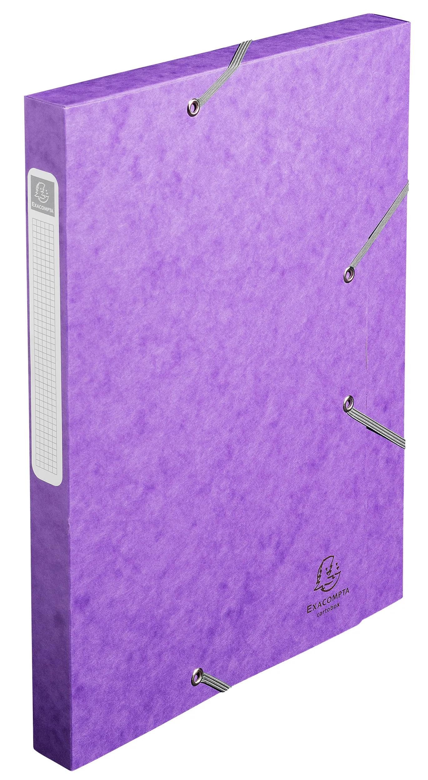 Thumbnail - EXACOMPTA Archivcontainer 25x Archivbox Rücken 25mm Karton +3 Klappen Gummizug A4 Violett 18515H, Boxen mit Gummizug