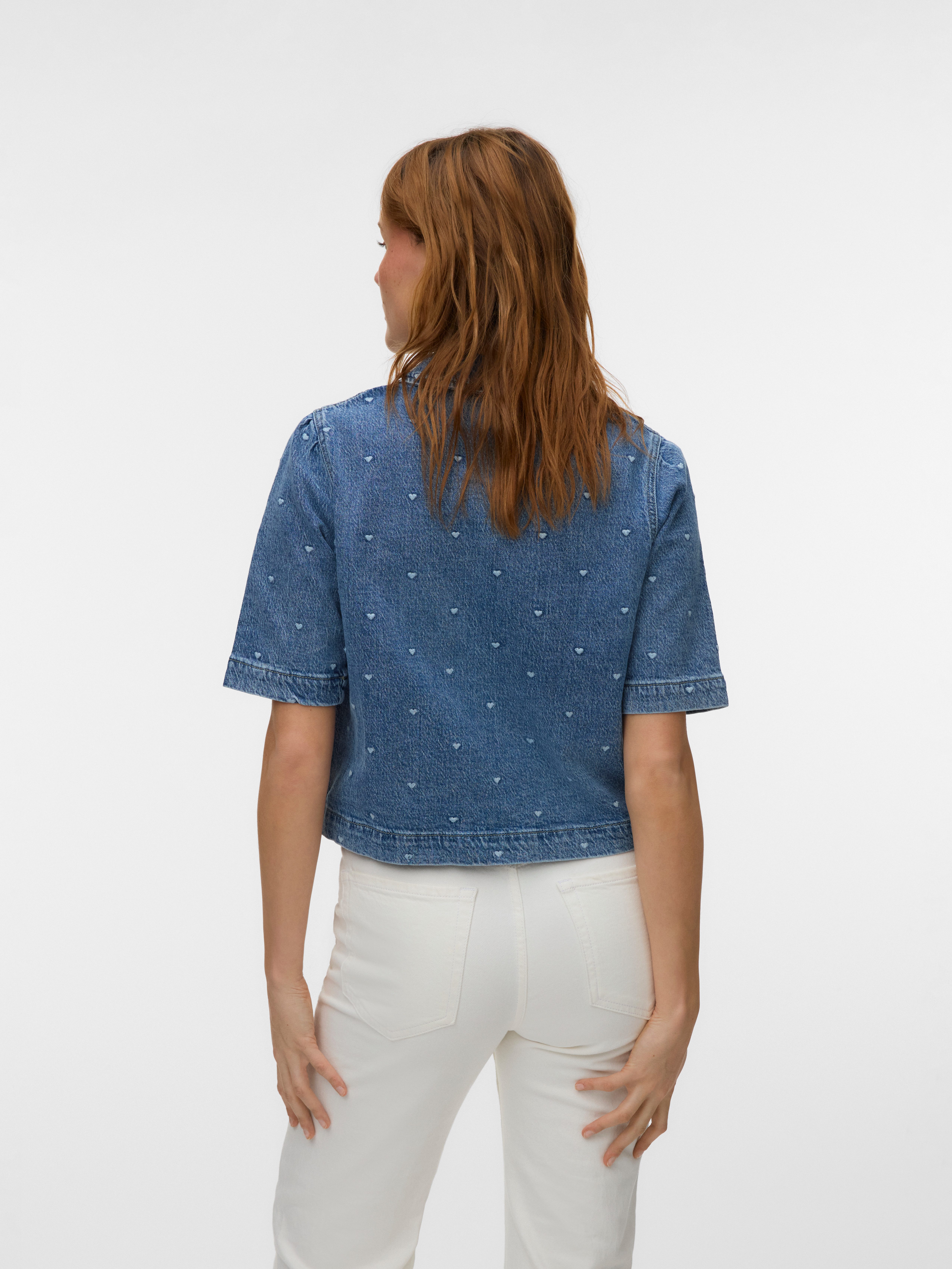 Vero Moda Jeansbluse VMDIONNE 2/4 EMB DENIM SHIRT RA375 Baumwollmischung, r günstig online kaufen