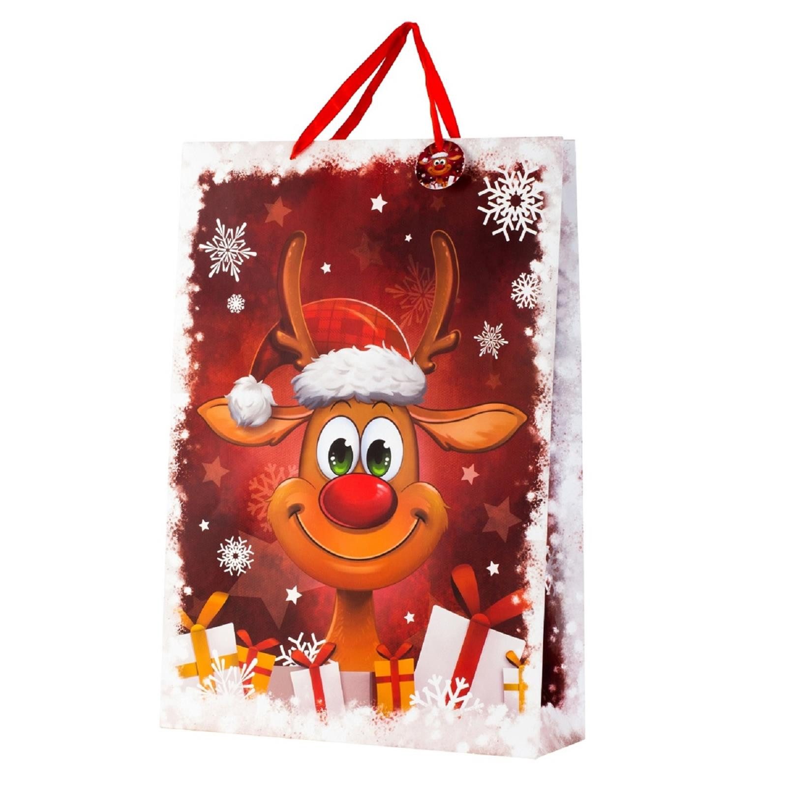 Geschenkestadl Упаковочная бумага Geschenktüte Weihnachten Lustiges Rentier M - XXL, Geschenkverpackung, (24St)