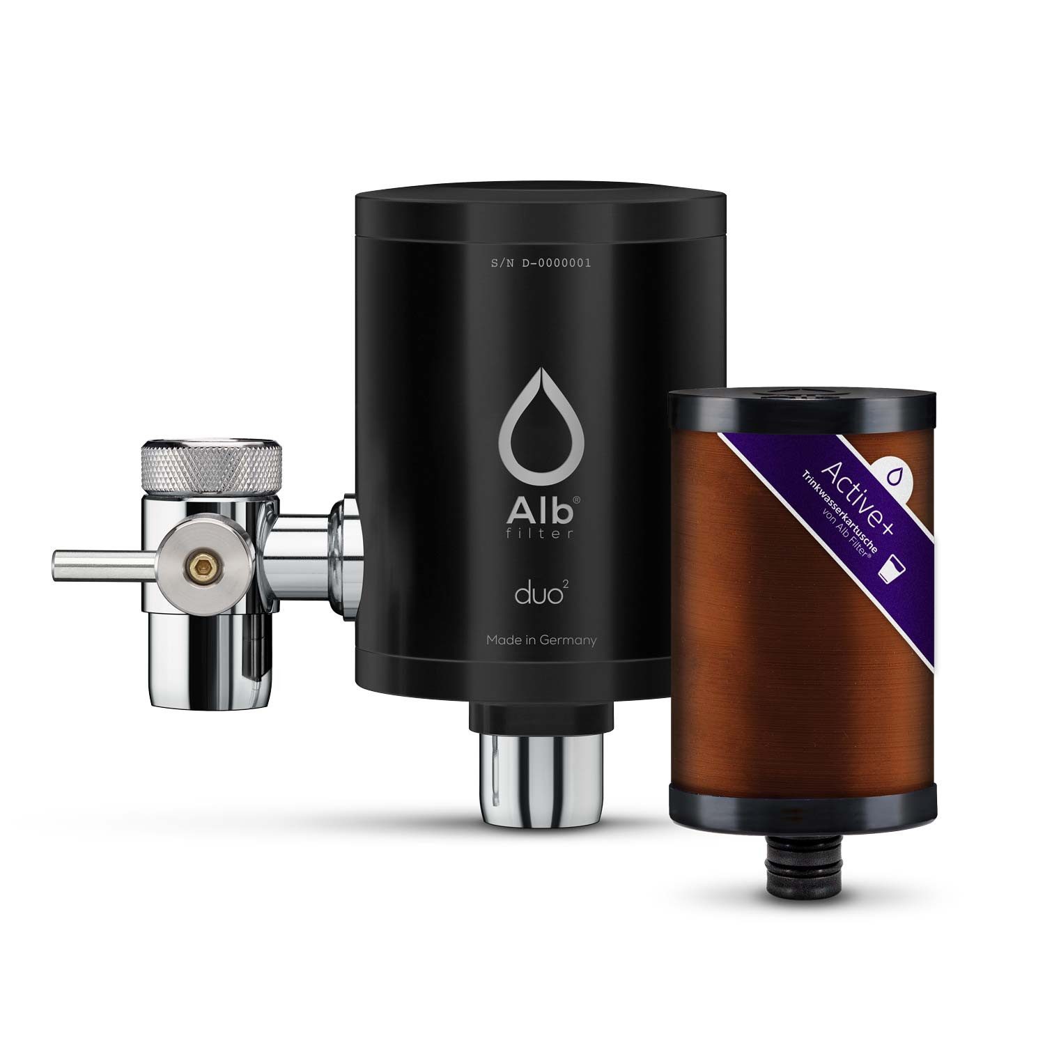Alb Filter Wasserhahnfilter Duo Active Plus Trinkwasserfilter, reduziert Schadstoffe, gegen Bakterien, Kalkreduktion, Made in Germany