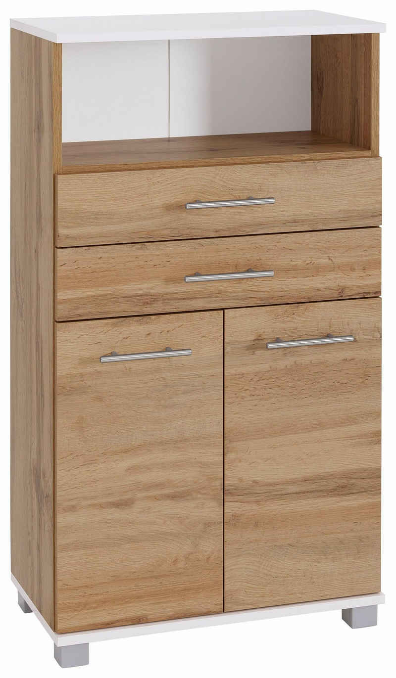 Schildmeyer Midischrank Rhodos Breite 60 cm, verstellbarer Einlegeboden, Metallgriffe, 2 Schubladen