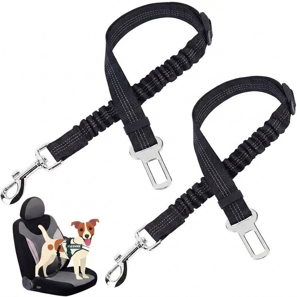 Illes-Laedchen Autohundegeschirr Hundeanschnaller Auto 2er Set – Elastischer Sicherheitsgurt für Hunde, verstellbarer Autosicherheitsgurt Hundegurt