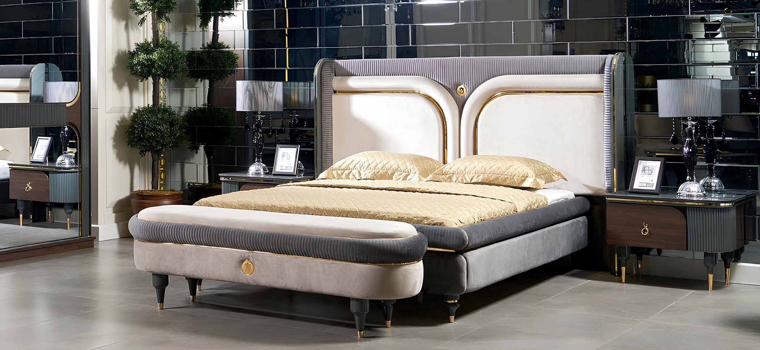 Xlmoebel Polsterbett Luxus Doppelbettgestell Modernes Design für Hotel und Zuhause, Made in Europa