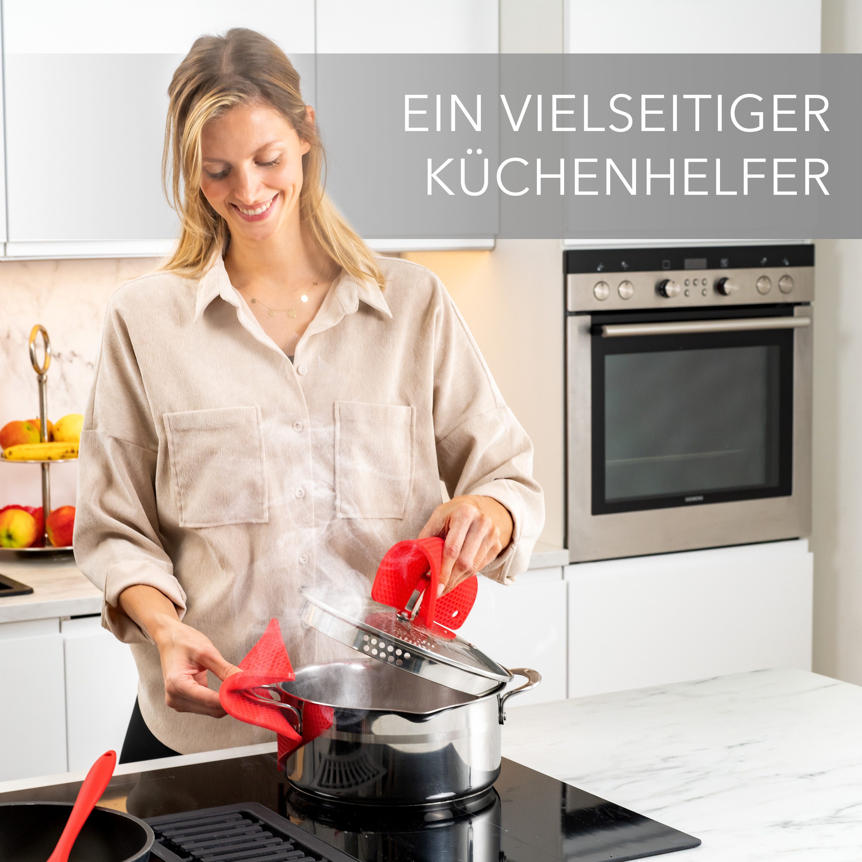 AVANA Topfuntersetzer Silikon Untersetzer Multifunktional Pfannenuntersetzer Topflappen, Zubehör für Töpfe, Pfannen, Auflaufformen, 4er Set, Hitzebeständig, Wabenmuster (2 Rund, 2 Viereckig)