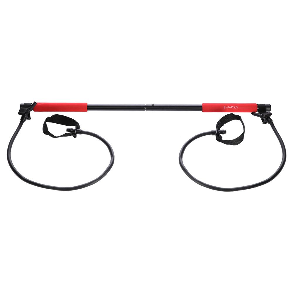 HMS Gymnastikstäbe Pilatesstange Fitnessstange Widerstandsband (Spar-Set, 1-St., 92 cm zerlegbar), Widerstand 1-13 kg, rutschfeste Griffe, zerlegbar