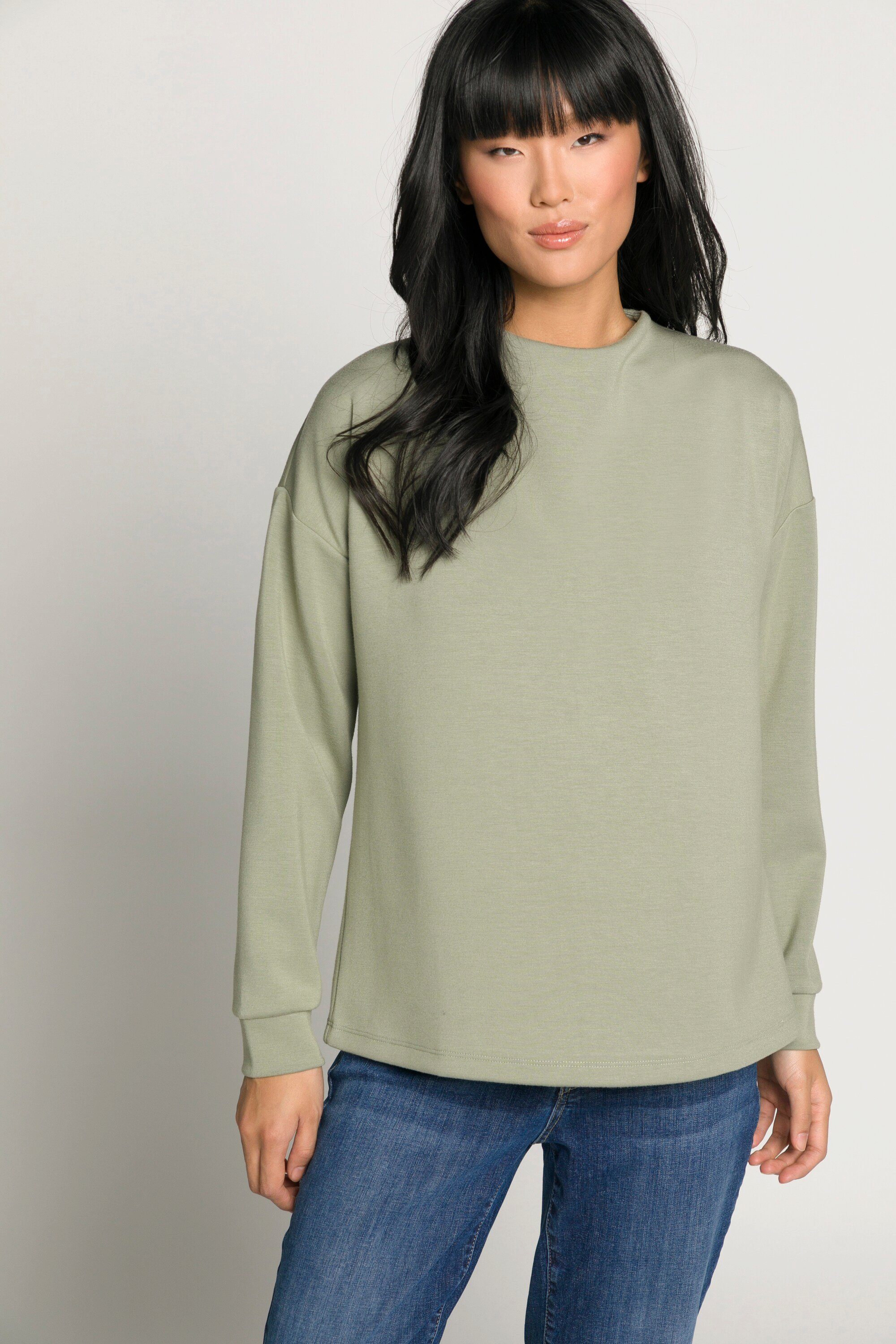 Gina Laura Sweatshirt Boxy-Sweater Identity U-Boot-Ausschnitt Langarm