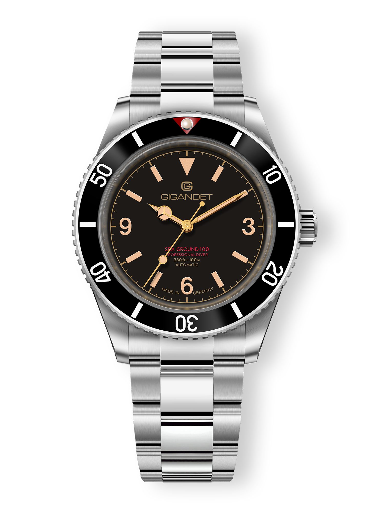 Gigandet Automatikuhr SEA GROUND 100, Made in Germany, Saphirglas, Swiss SuperLuminova, Glasboden