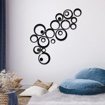 FIDDY Fotohintergrund Spiegelrunde Wandaufkleber für Schlafzimmer-Wohnzimmer-DIY-Dekoration