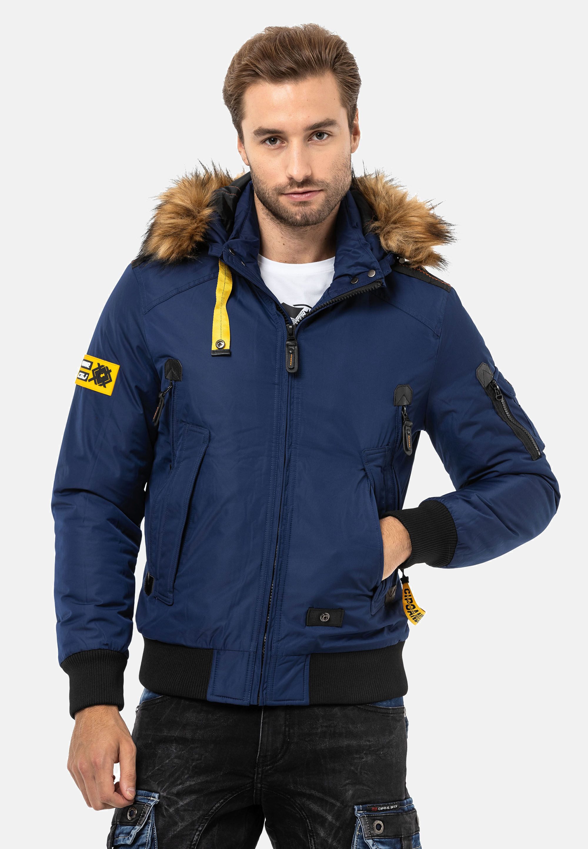 Cipo & Baxx Winterjacke Jacke mit Kapuze und Kunstfellbesatz