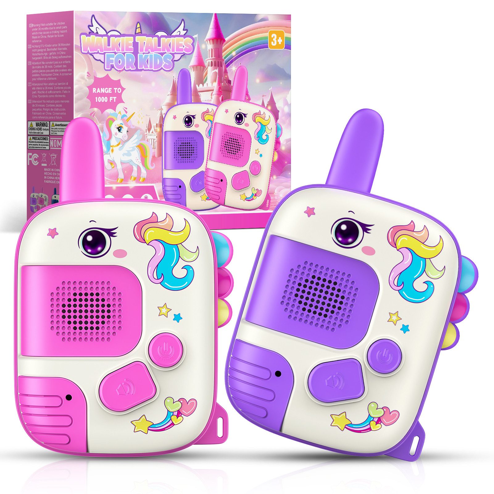 Wootoy Walkie Talkie Funkgeräte Kinder Walkie Talkie Spielzeug klare Sprachübertragung, (mit Reichweite von bis zu ca. 300 m, 2-St., Kompaktes ergonomisches Design mit praktischen Trageschlaufen), Robustes Gehäuse für den täglichen Einsatz im Innen- und A