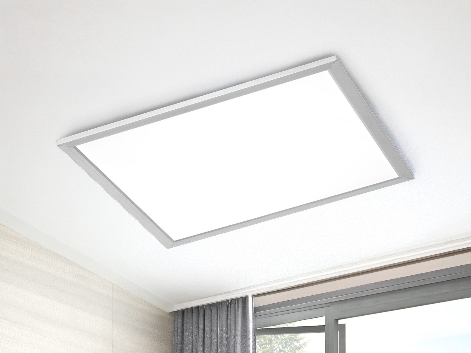 TRIO Leuchten LED Deckenleuchte, LED fest integriert, Warmweiß, LED Deckenpanel aus Metall, minimalistisch und extrem flach, 45x45cm