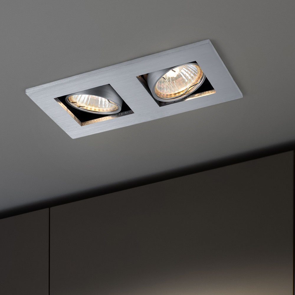 Leuchtmittel Strahler ALU 2er etc-shop Lampen Decken Einbau Wohn Warmweiß, Set Einbaustrahler, inklusive, LED Zimmer