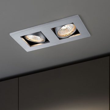 etc-shop LED Einbaustrahler, Leuchtmittel inklusive, Warmweiß, 2er Set Decken Lampen ALU Einbau Strahler Wohn Zimmer