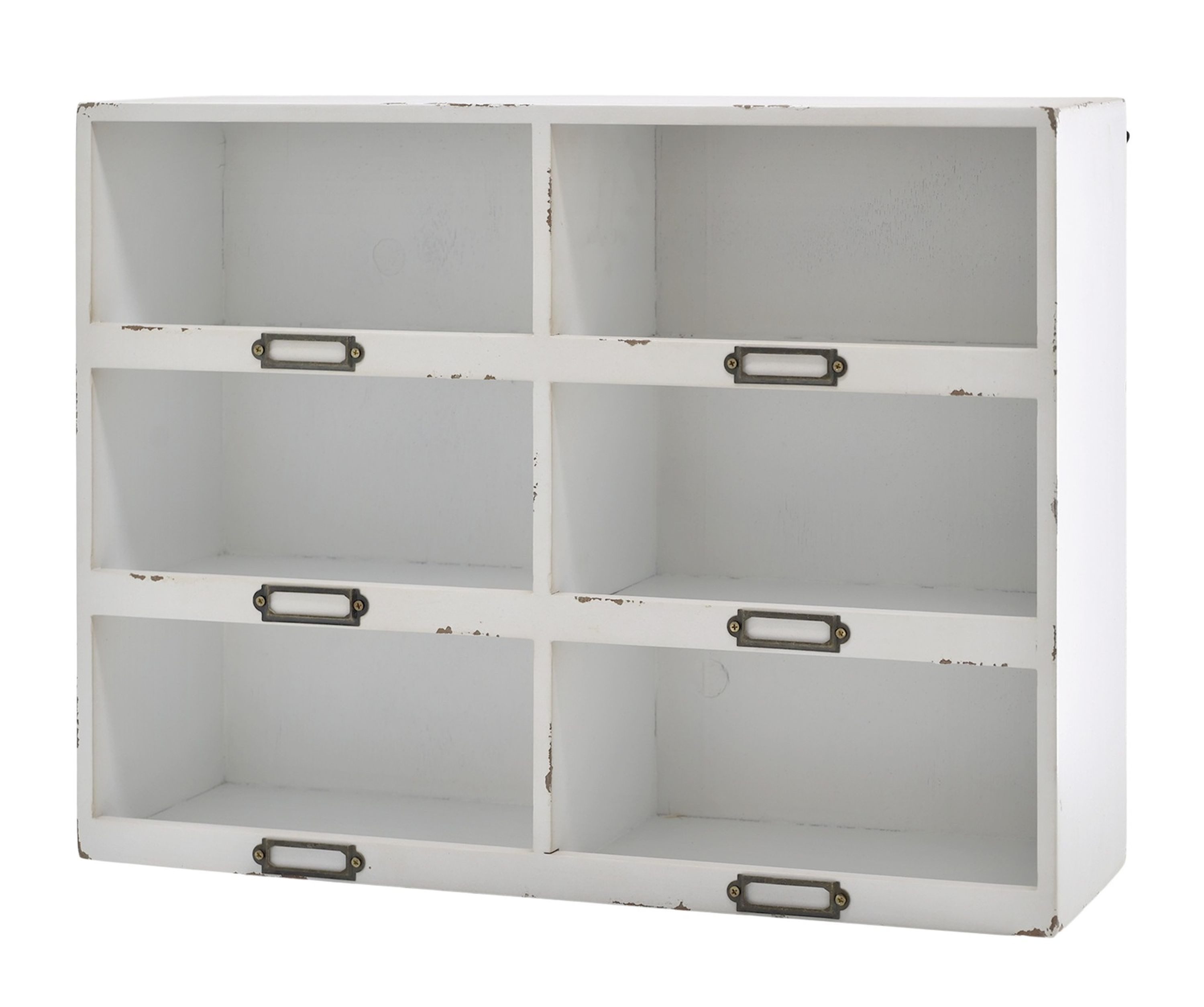 Chic Antique Wandregal Chic Antique - Wandregal Regal Holzregal Holz 6 Fächer H37xL50cm Weiß