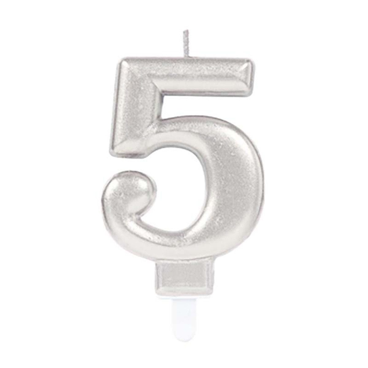 Amscan Geburtstagskerze Zahlenkerze Silber #5