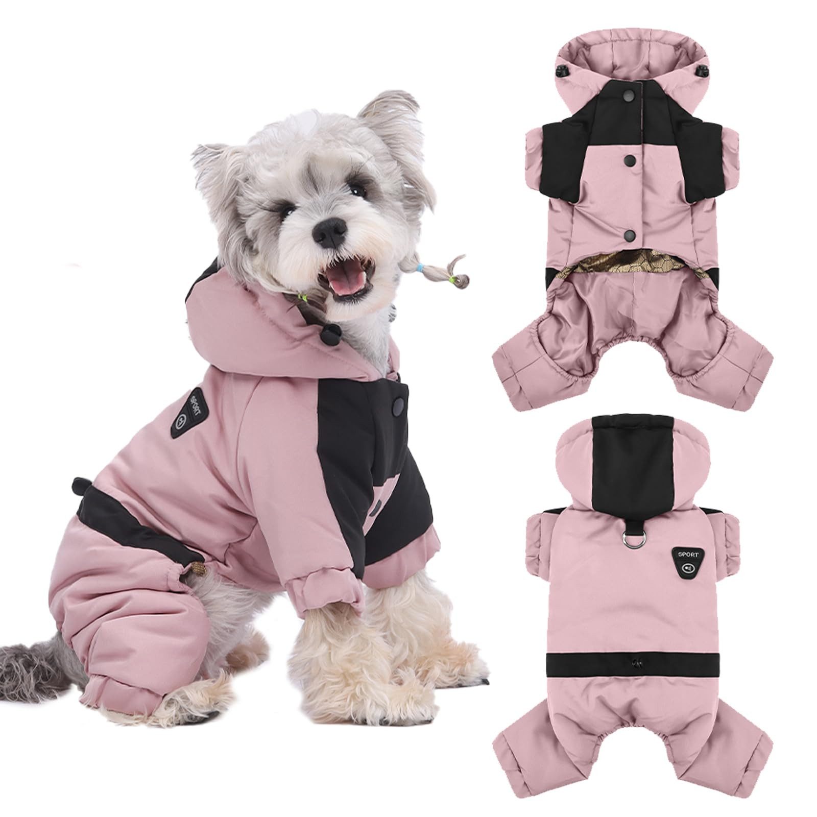 Ledander Hundejacke Warmer Hundemantel mit Kapuze, wasserdichte und winddichte Hundejacke, Schneeanzug, verstellbare Haustierkleidung für kaltes Wetter