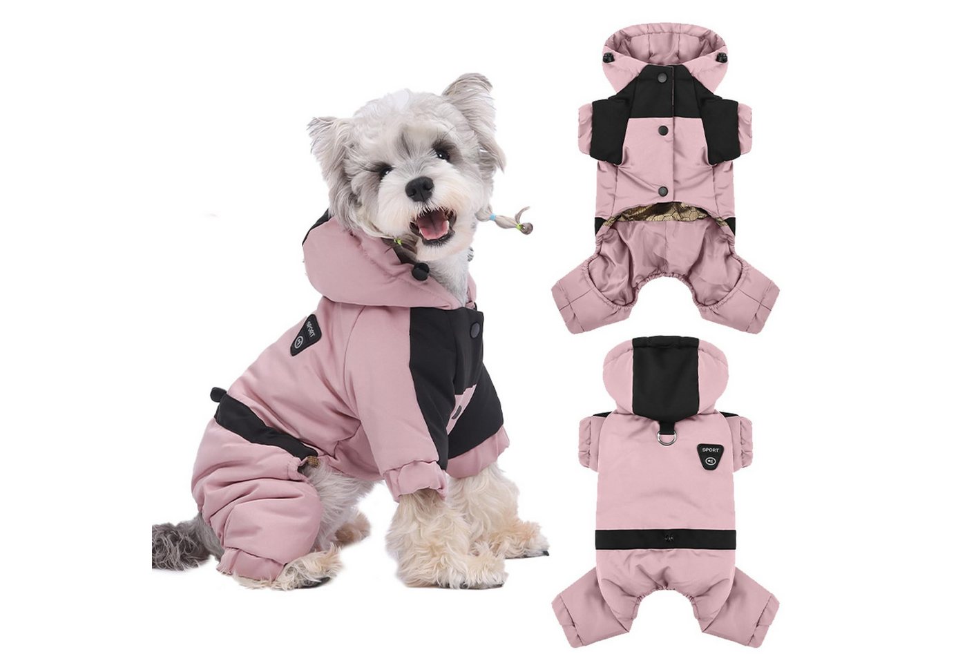 Ledander Hundejacke Warmer Hundemantel mit Kapuze, wasserdichte und winddichte Hundejacke, Schneeanzug, verstellbare Haustierkleidung für kaltes Wetter