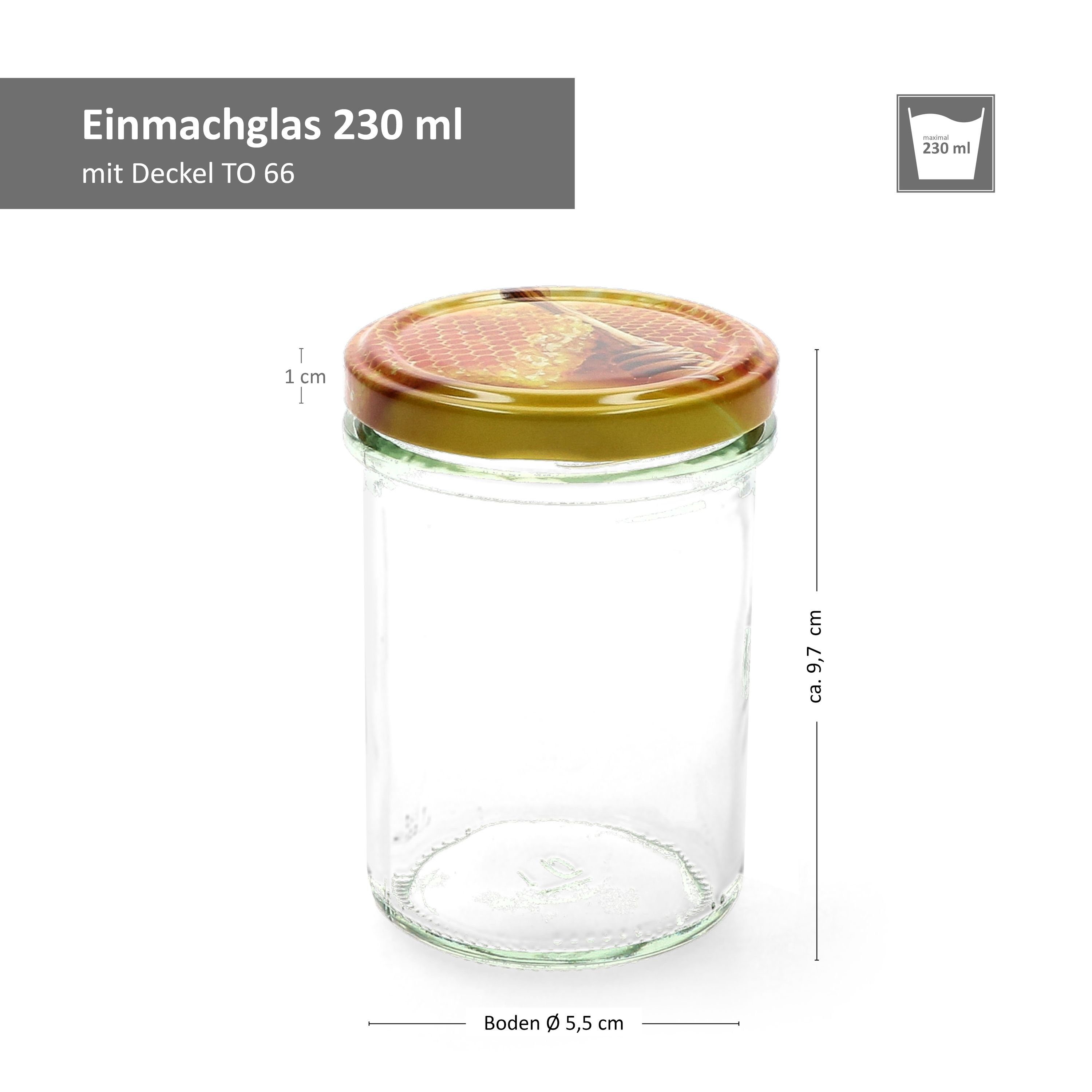 MamboCat Einmachglas 50er Set Deckel Rezeptheft, Sturzglas mit ml 230 Carino Honigwabe HOCH Glas