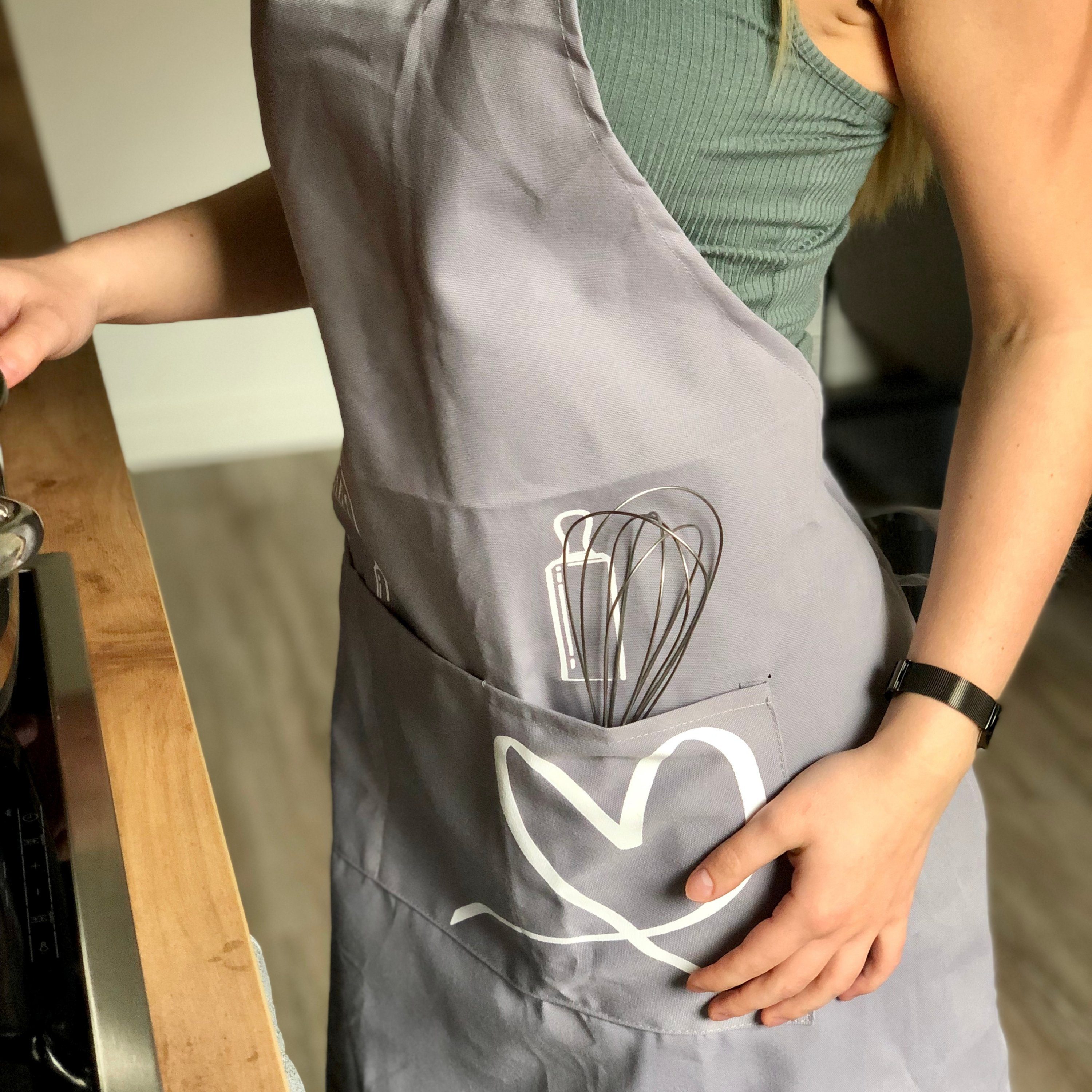 EliXito Kochschürze für Damen & Männer Baumwolle mit Taschen - Schürze, Gri günstig online kaufen