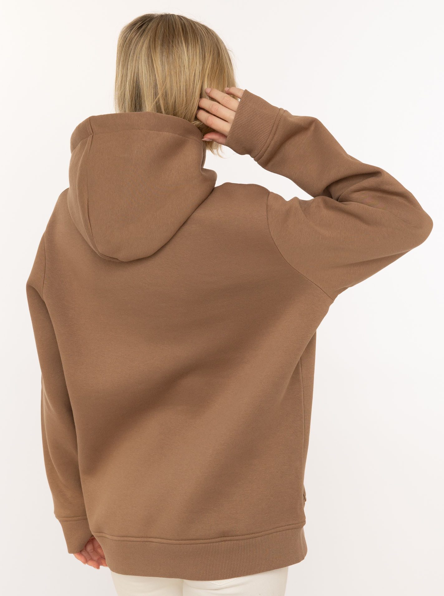 Zwillingsherz Hoodie "Love Yourslef" runde große Frontstickerei, farbige Kordel, Kängurutasche – Bild 3 von 5