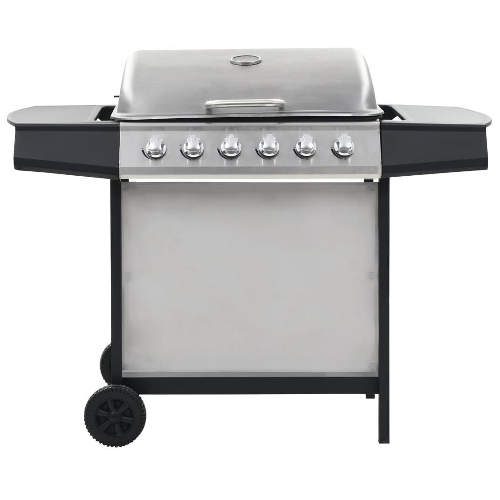 vidaXL Gasgrill Gasgrill mit 6 Flammen Edelstahl Silbern