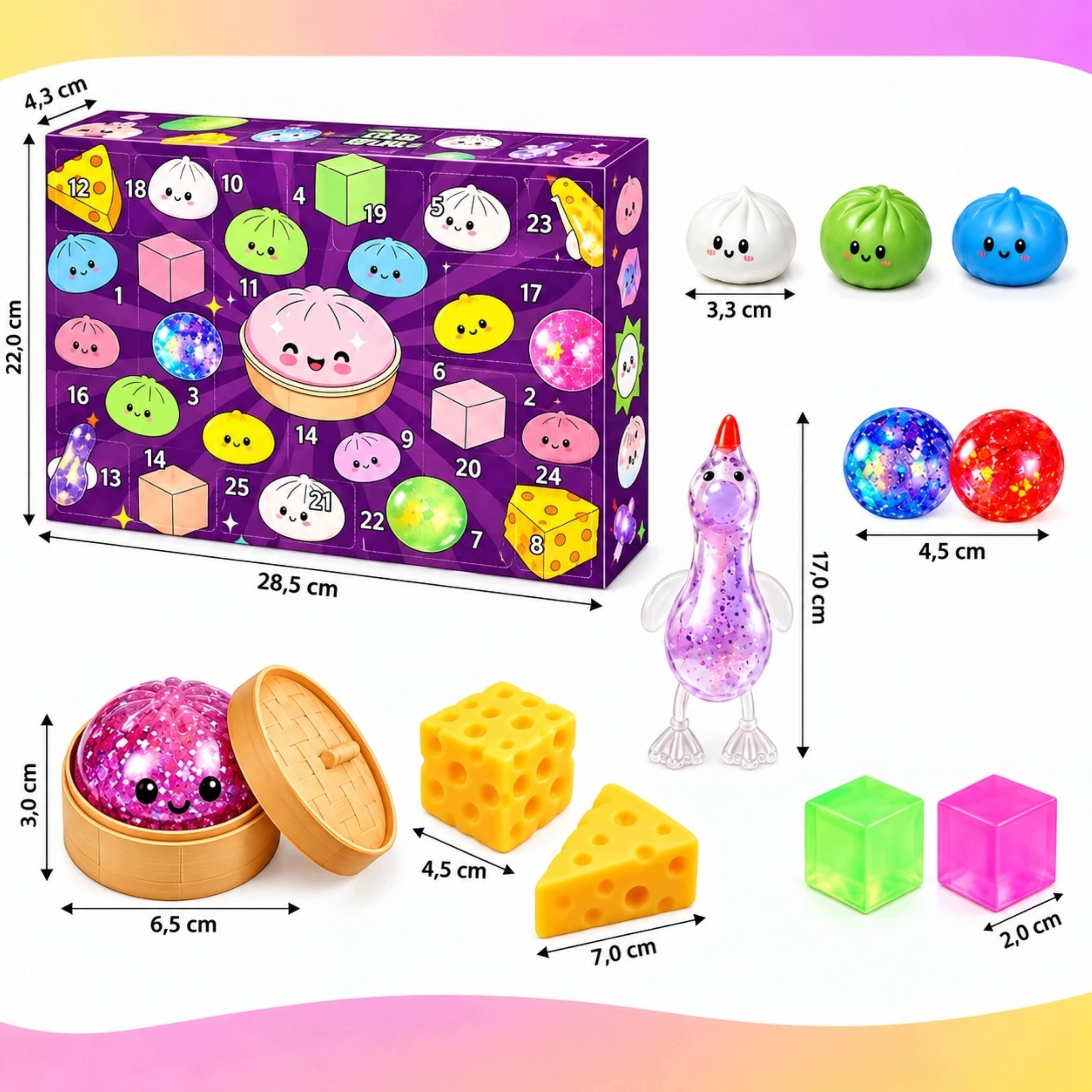 Festivalartikel Adventskalender Adventskalender Squishy Gniotki 25 Überraschungen Knautschspielzeug (1-tlg) – Bild 2 von 5