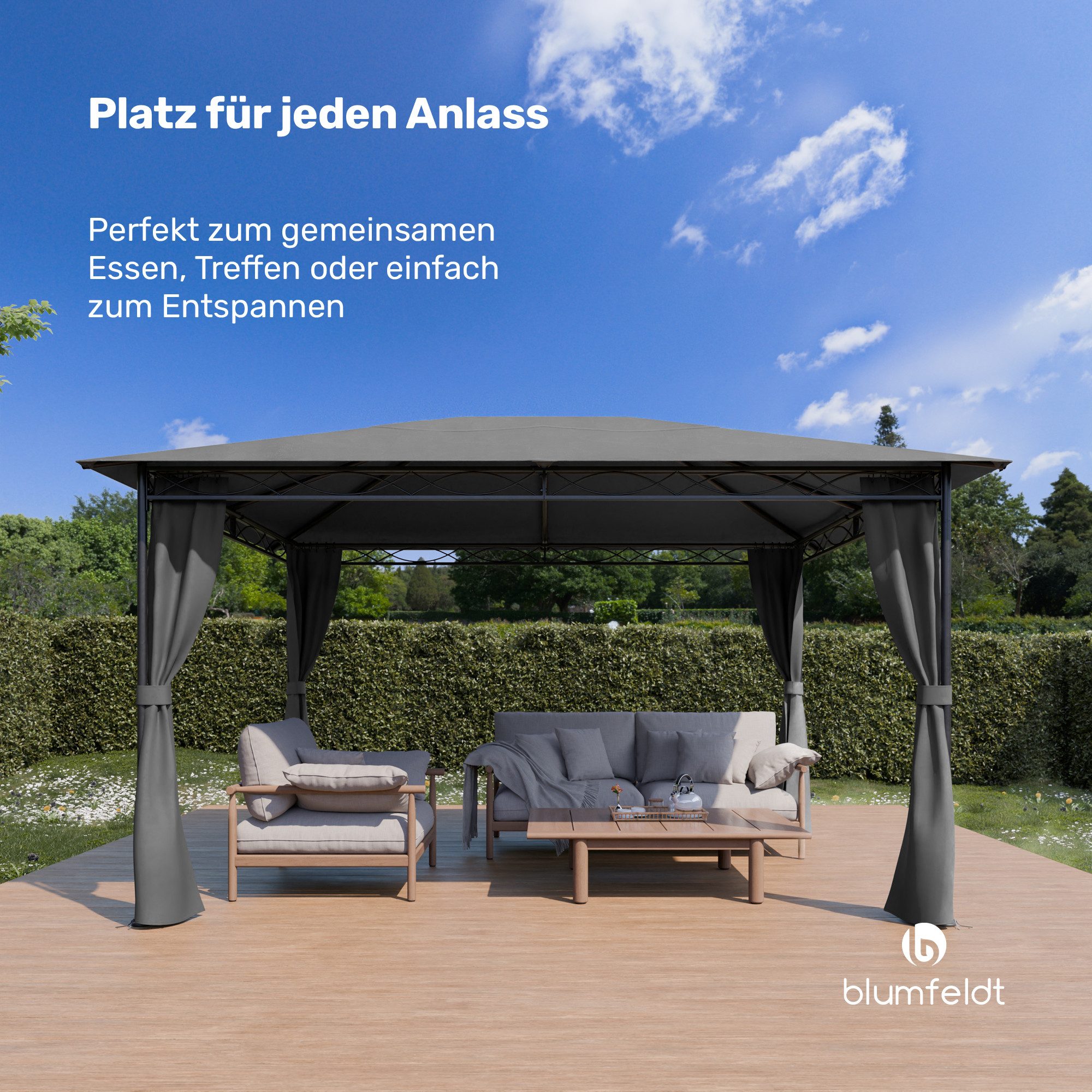 blumfeldt Pavillon Mondo, (Set), Pergola 3x4m pulverbeschichtet wetterfest Garten