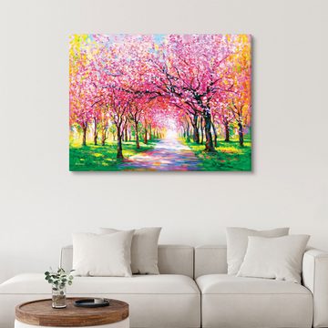 Posterlounge Leinwandbild Leon Devenice, Kirschblütenbäume, Wohnzimmer Modern Malerei