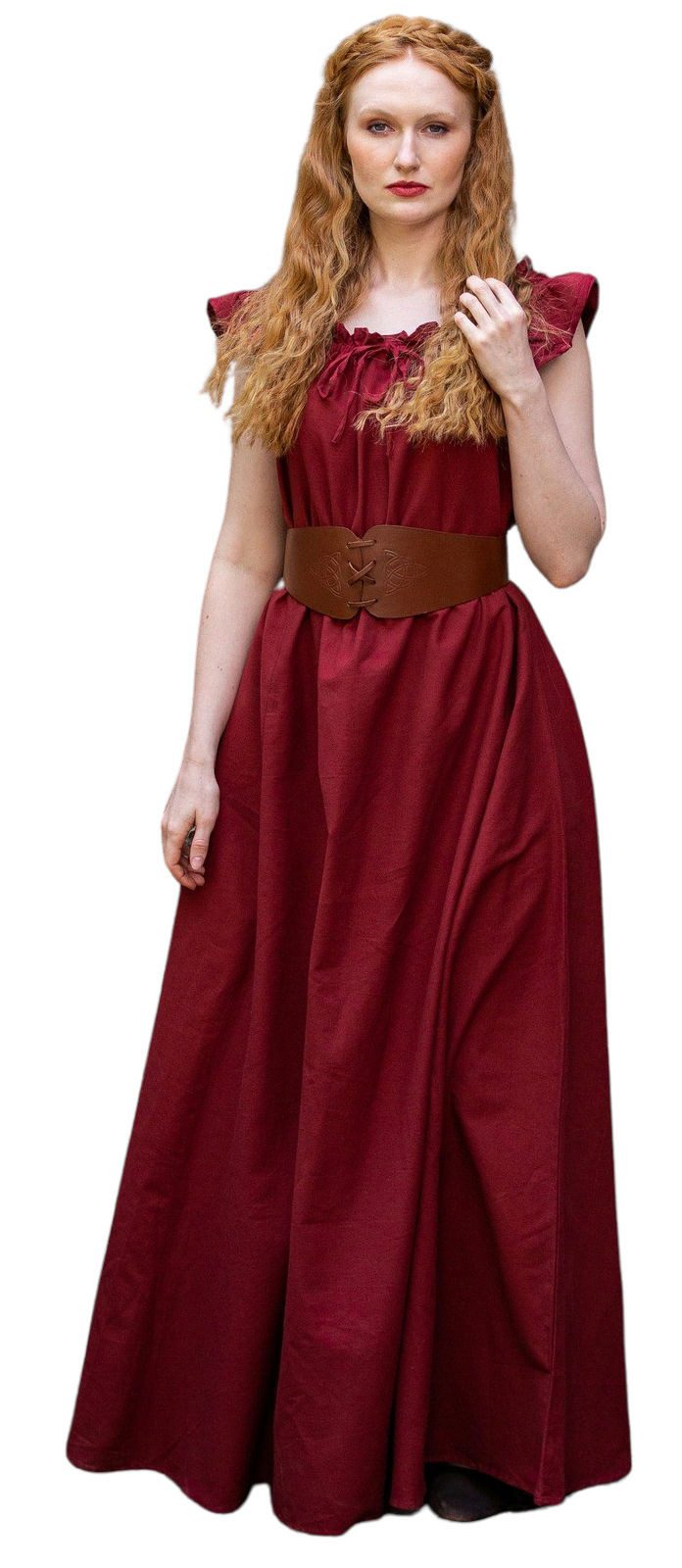 Burgfräulein-Kostüm Bodenlanges Kleid "Clara" mit Schulterrüsche