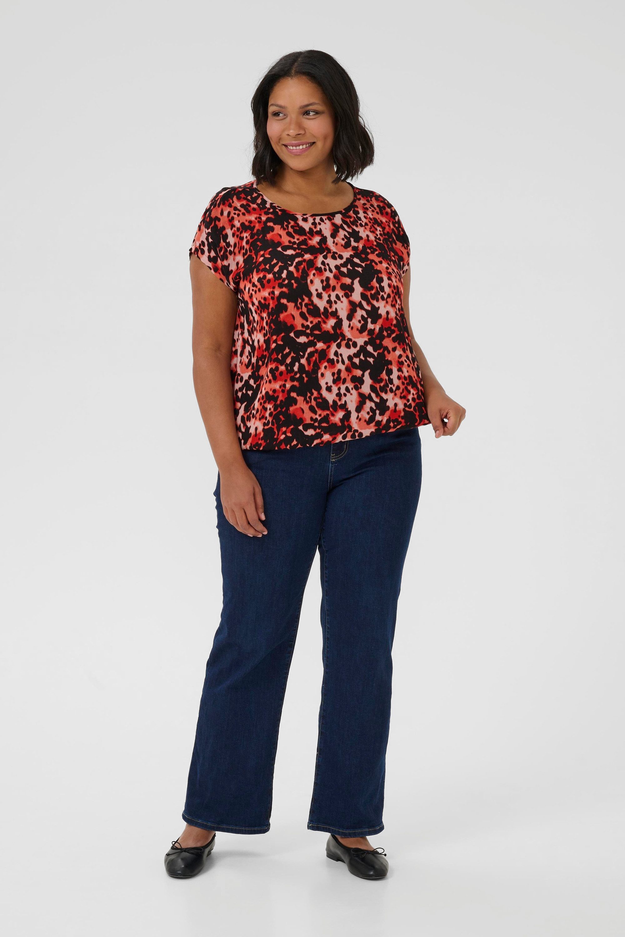 KAFFE Curve Kurzarmbluse Kurzarm-Bluse KCami Große günstig online kaufen