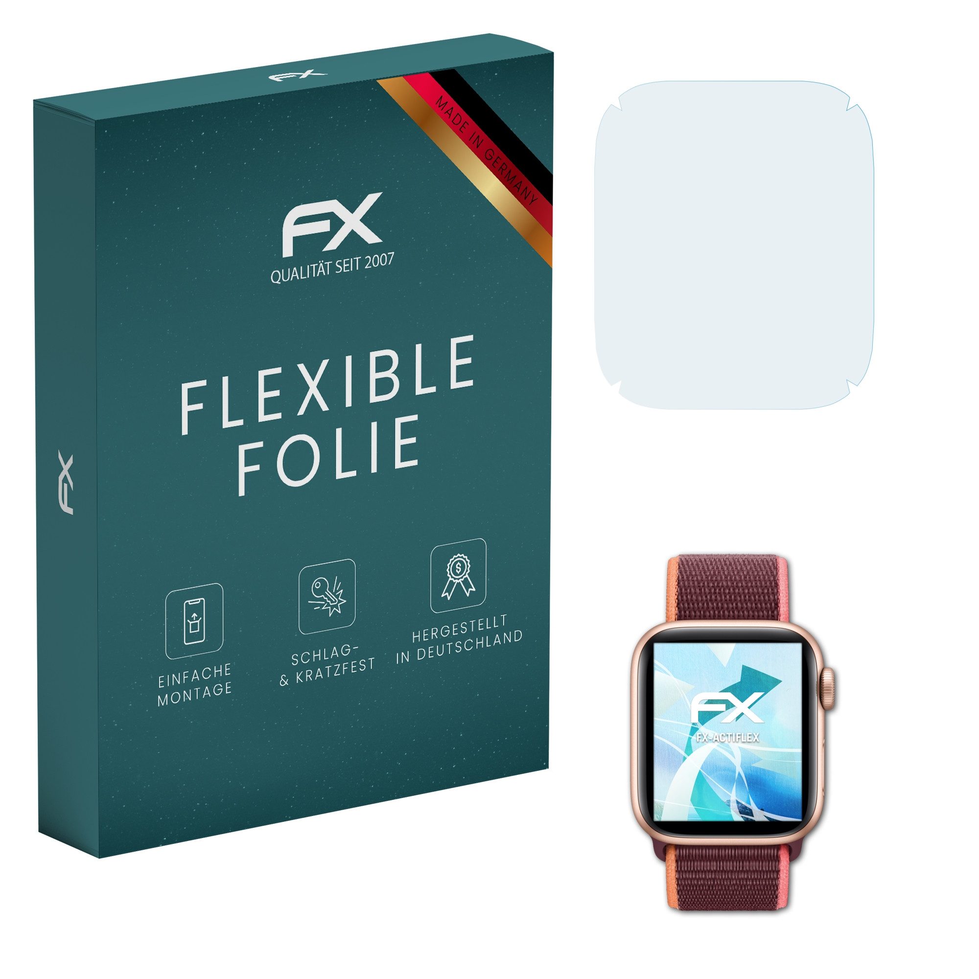 atFoliX Schutzfolie Displayschutzfolie für Apple Watch SE 40mm, (3 Folien), Ultraklar und flexibel