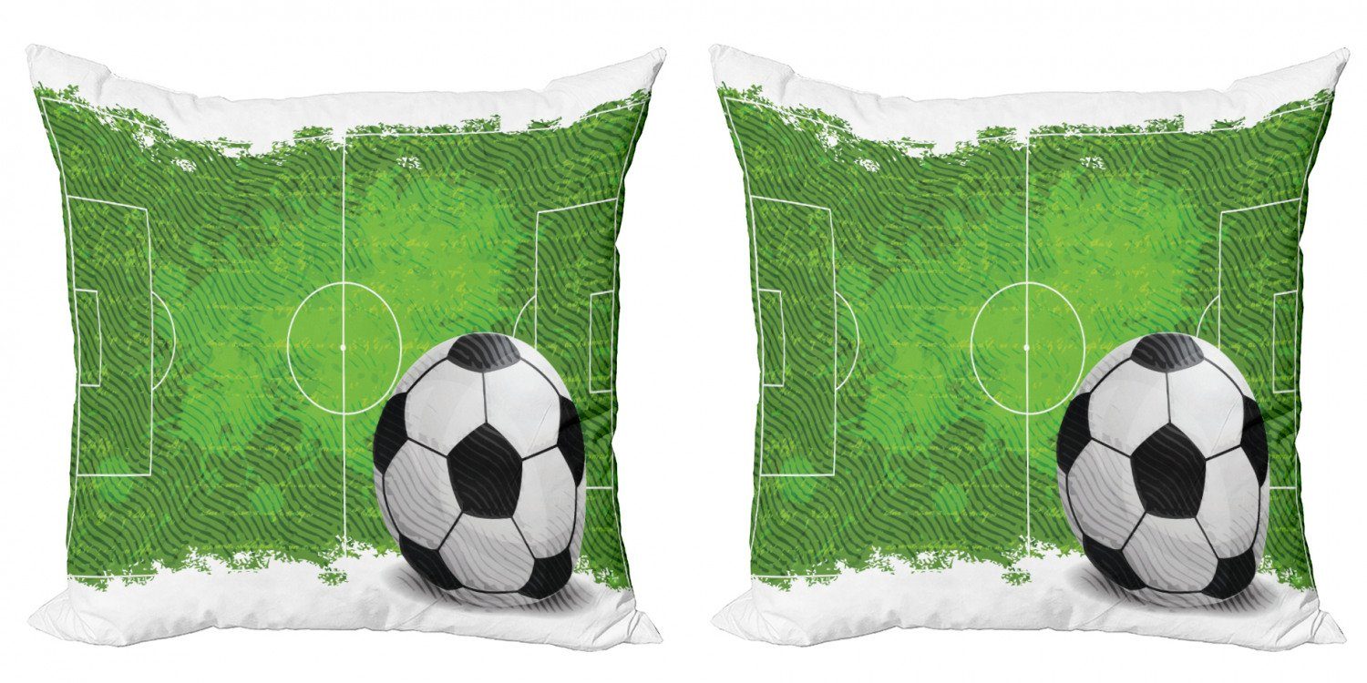 Accent Doppelseitiger Grunge Kissenbezüge Abakuhaus Fußball-Entwurf (2 Stück), Modern Fußball Digitaldruck,