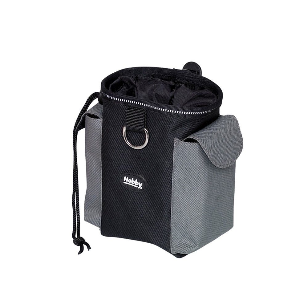 Nobby Leckerlibeutel Futterbeutel Trainingsbeutel Kotbeutelspender (Spar-Set, 1-tlg., Ø 11 x 16 cm robust), 2-in-1, Reflektorstreifen, Kordelzug, Gürtelclip