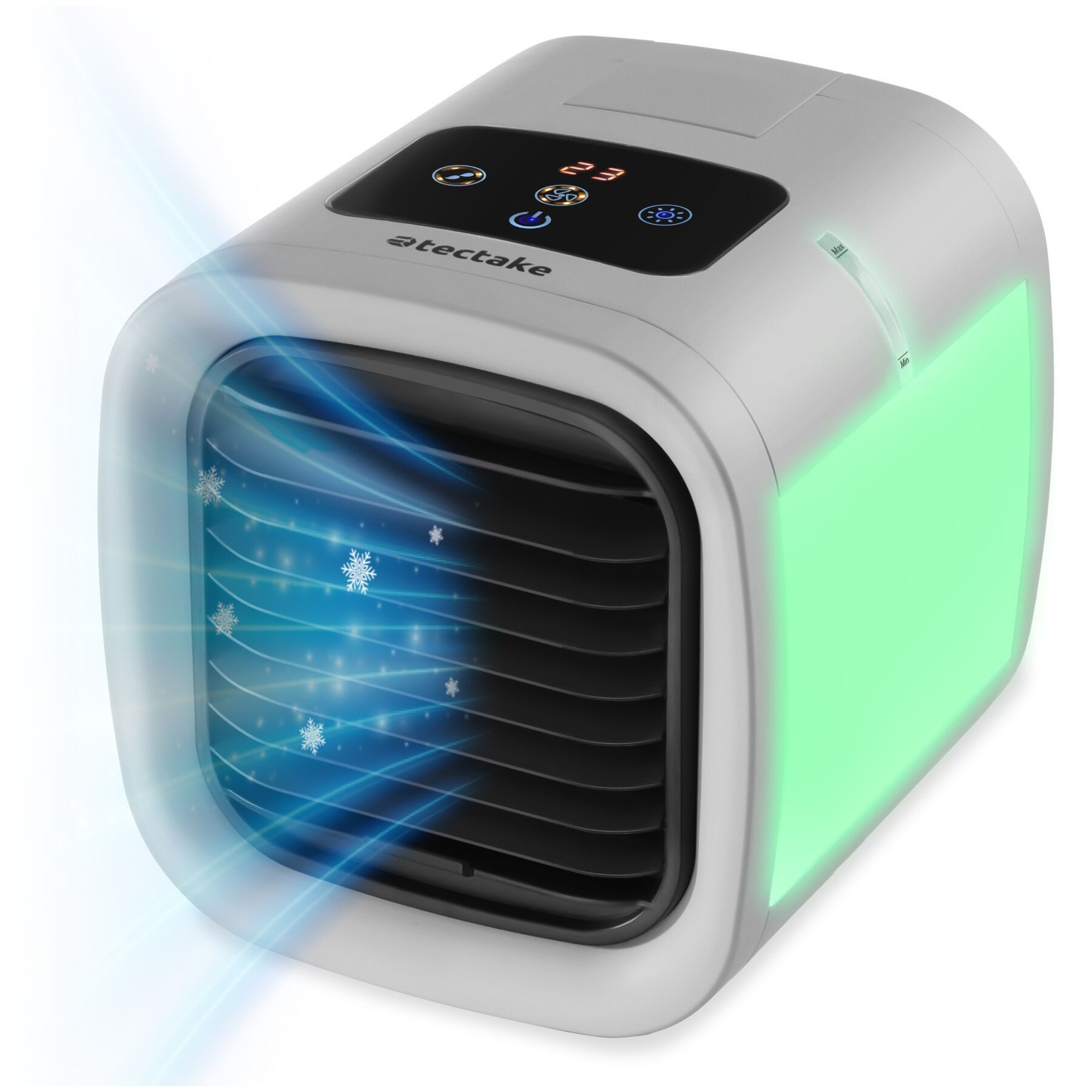 tectake Ventilatorkombigerät 3in1 Klimagerät Frosty in grau, Wassertank 250 ml, inkl. USB-Kabel, 5 Geschwindigkeits- und 2 Kühlstufen, Touch-Bedienfeld