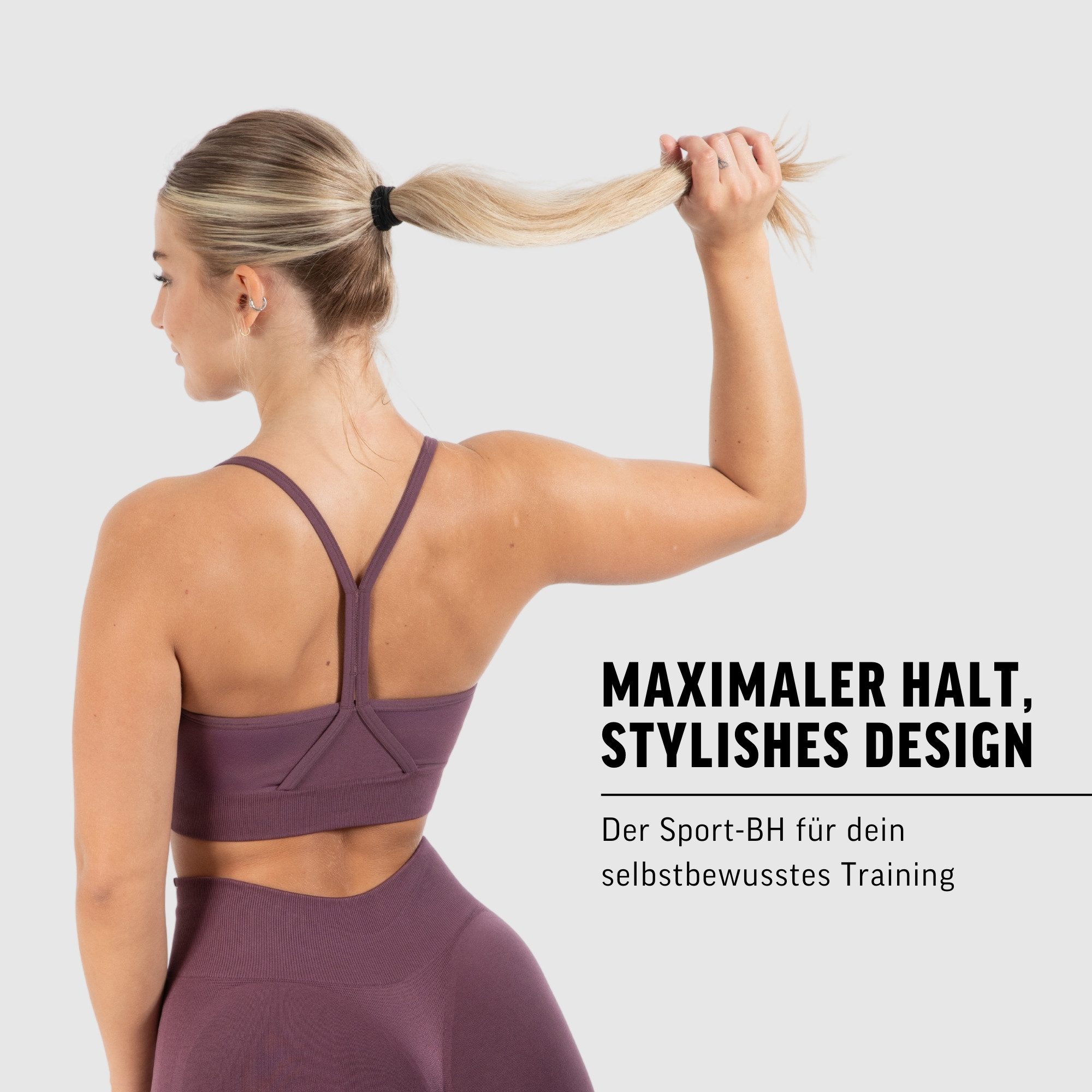 Smilodox Sport-BH Solid Scrunch, Ohne Bügel BH, Shaped Fit Yoga Bra, V-Ausschnitt Herausnehmbare Cups, Blickdichter Push Up BH, Verstellbare Träger