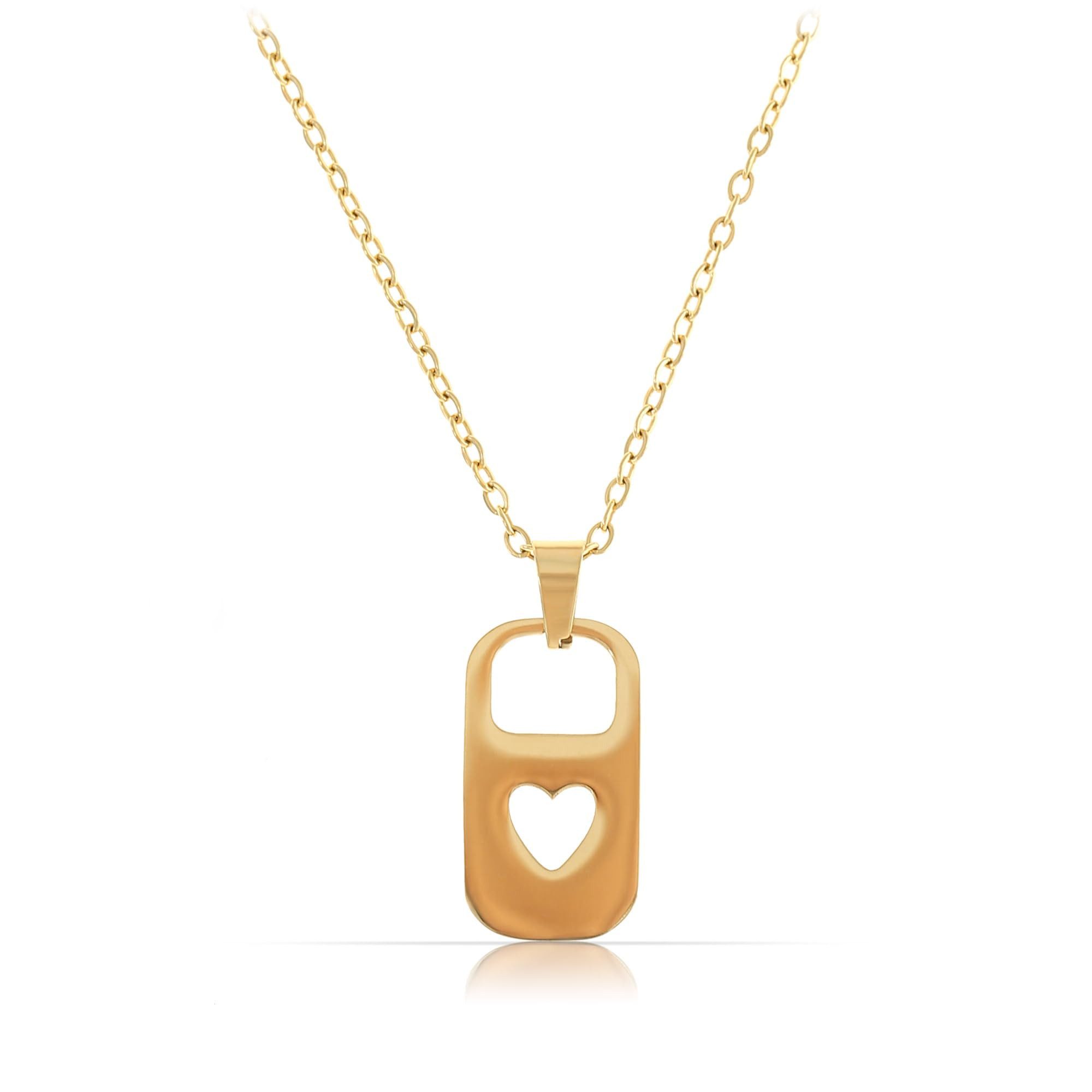 Made by Nami Kette mit Anhänger Herzkette Gold mit Soda Cap Anhänger aus Chirurgischem Edelstahl, 40 + 5 cm Hypoallergen Wasserfester Schmuck Gold Geschenk für Sie