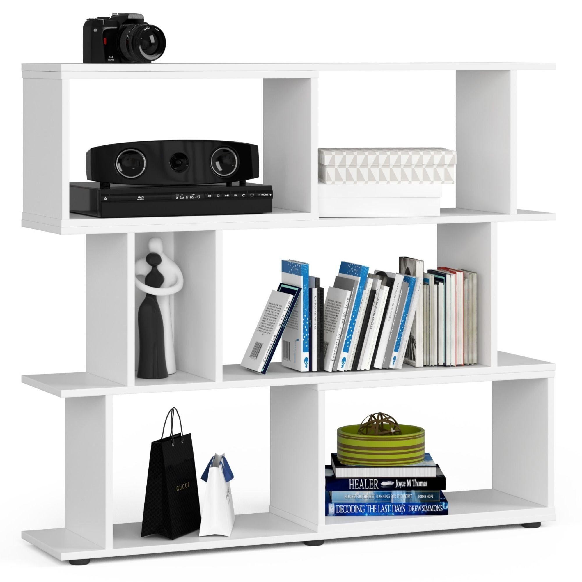 Raumhirsch Furniture Standregal Elegantes Standregal 6 Fächer - Modernes Design - Bücherregal, Stilvolles Regal für Wohnzimmer, Büro & Kinderzimmer