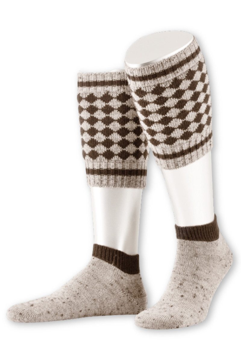 Trachtensocken Loferl - KARO - beige/braun